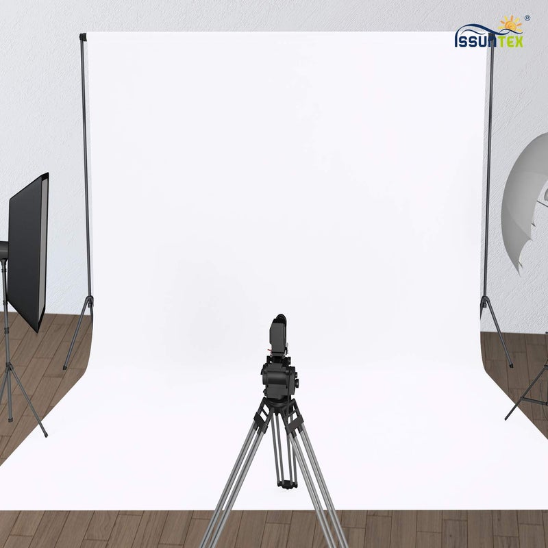 ISSUNTEX 6X9 ft Background Polyester Backdrop, Photo Studio, Collapsible High Density Screen for Video Photography and Television-White - Image 2